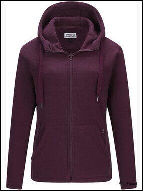 Women's Full Zip Hooded Fleece Jacket with 6 Pockets, Warm Polar Fleece